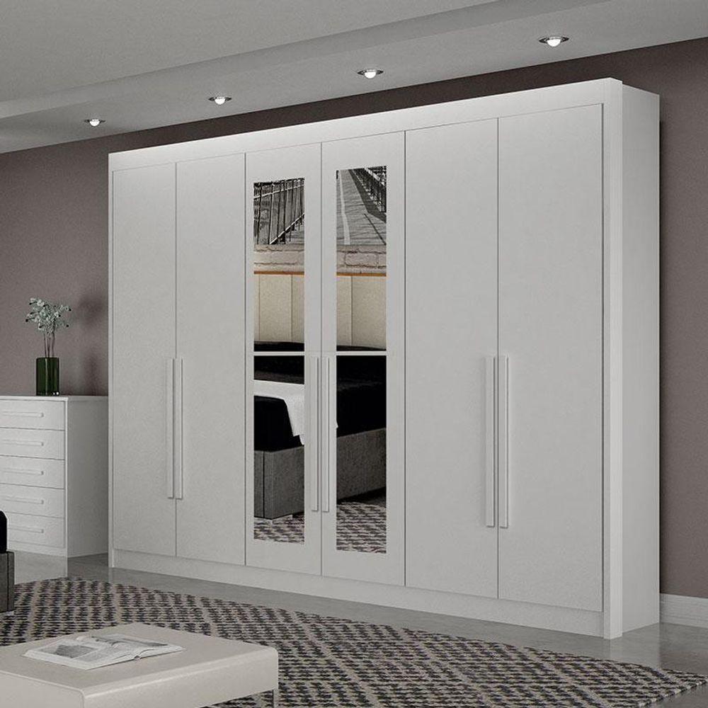 Guarda Roupa 6 Portas Diamante Gold Com Espelho Branco – Leifer Móveis - 4