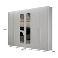 Guarda Roupa 6 Portas Diamante Gold Com Espelho Branco – Leifer Móveis - 3