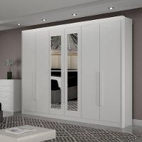 Guarda Roupa 6 Portas Diamante Gold Com Espelho Branco – Leifer Móveis - 4