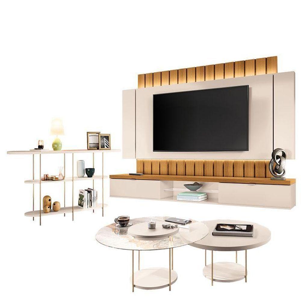 Home Suspenso Illusion 2.2 Cinamomo Off White E Aparador Infinity E Kit Mesa De Centro Sky Off White- Hb Móveis - 1