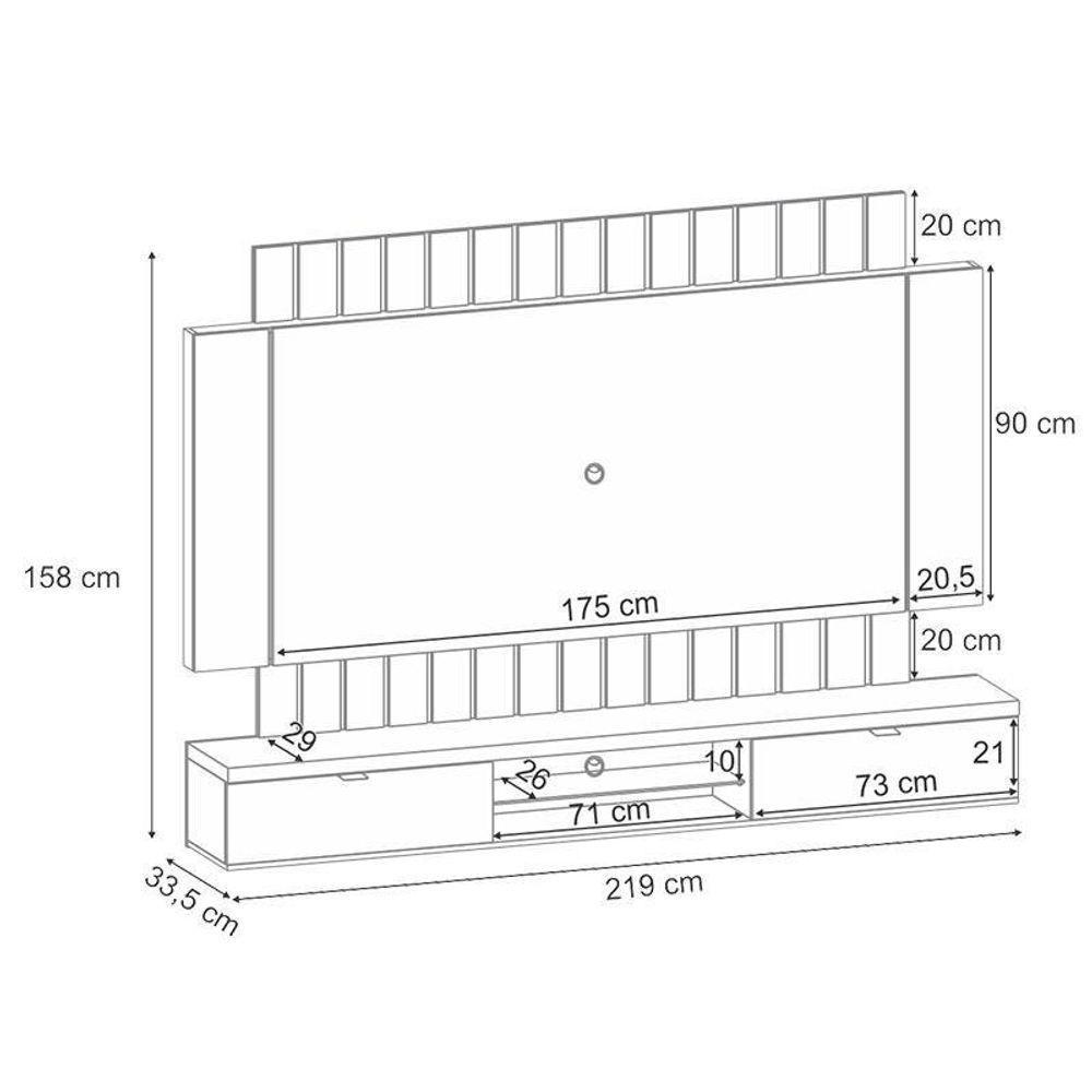 Home Suspenso Illusion 2.2 Cinamomo Off White E Aparador Infinity E Kit Mesa De Centro Sky Off White- Hb Móveis - 3