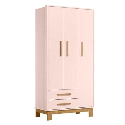 Guarda Roupa Infantil Q Encanto Slim 4340 3 Portas 2 Gavetas Rosa Acetinado