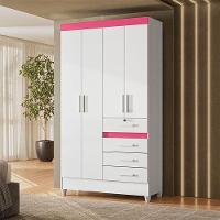 Guarda Roupa Infantil Sobral 4 Portas Branco Flex - Moval - 7