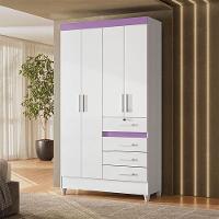 Guarda Roupa Infantil Sobral 4 Portas Branco Flex - Moval - 9