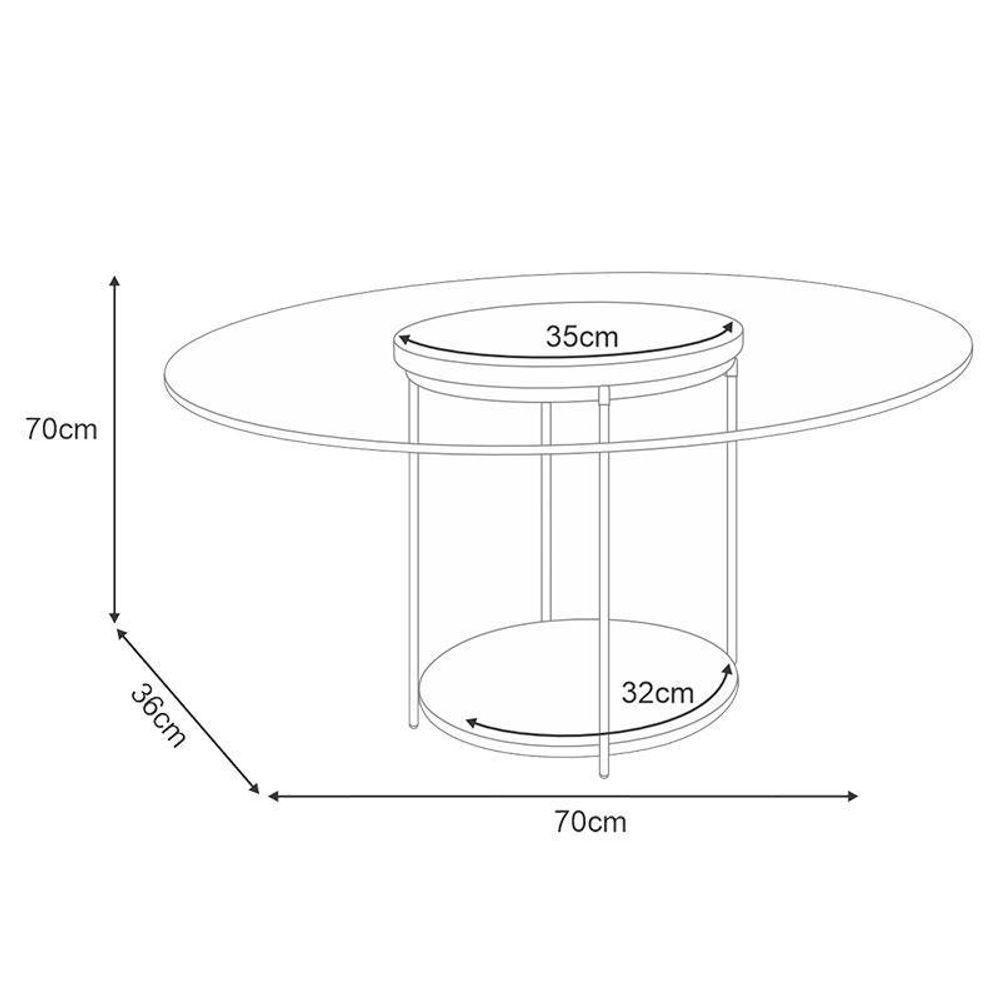 Aparador Infinity E Mesa De Centro Sky Com Tampo De Vidro Castanho – Hb Móveis - 3