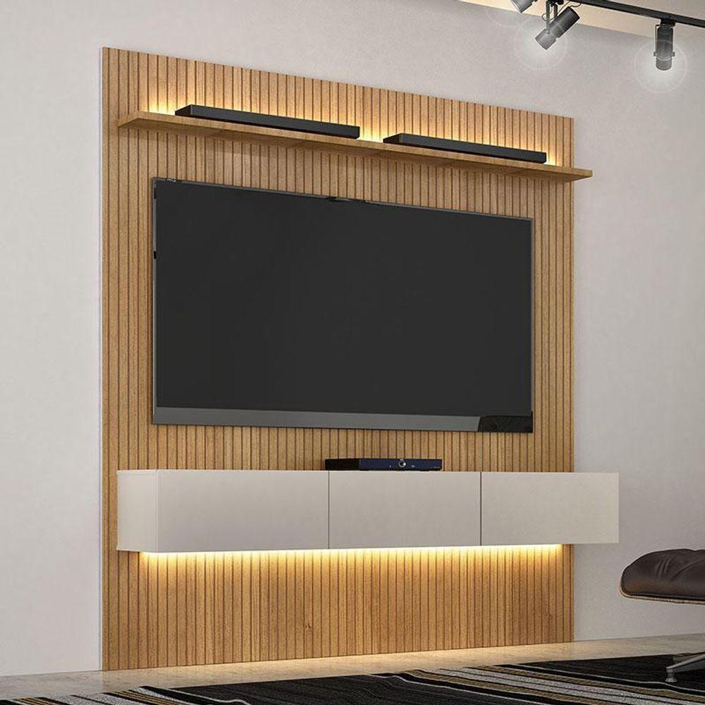 Home Suspenso Frisado Curitiba 180 Cinamomo Off White Com Led - Valdemóveis - 2