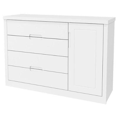 Cômoda Infantil Tutto New 4 Gavetas MDF Puxador Embutido Branco Brilhante com Cabideiro