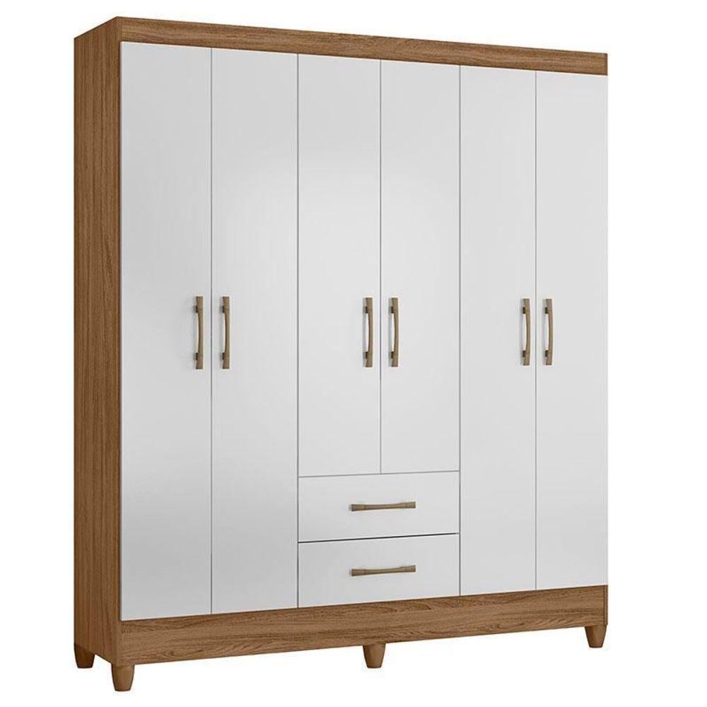 Guarda Roupa Casal Panamá 6 Portas Naturale Branco - Moval - 1