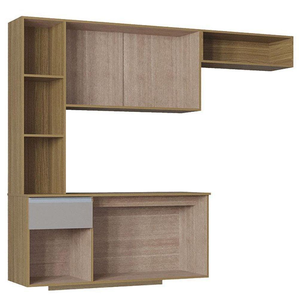 Cozinha Suspensa Com Balcão Mel 163 Cm Damasco Ripado Off White– Poquema - 4