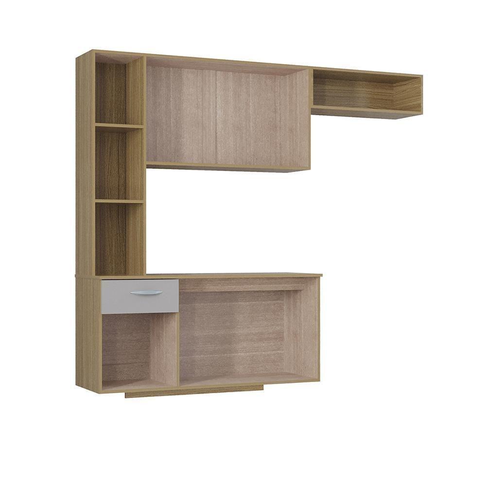 Cozinha Suspensa Com Balcão Mel 163 Cm Damasco Ripado Off White– Poquema - 9