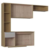 Cozinha Suspensa Com Balcão Mel 163 Cm Damasco Ripado Off White– Poquema