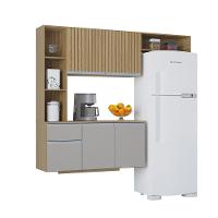 Cozinha Suspensa Com Balcão Mel 163 Cm Damasco Ripado Off White– Poquema - 8