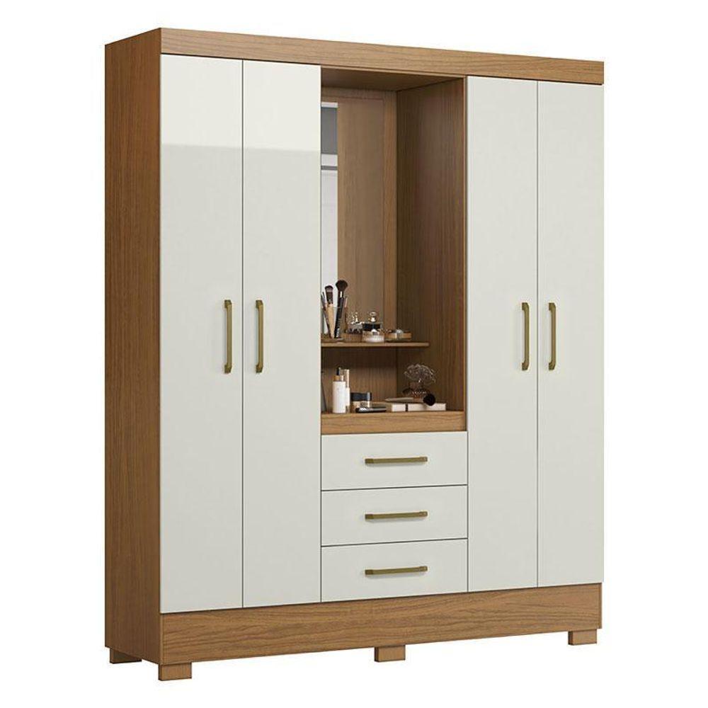 Guarda Roupa Solteiro Paris 2045150 E Armário Multiuso New 2000192 Atacama Off White - Aramóveis - 2