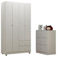 Guarda Roupa E Cômoda Infantil Louise Branco Brilho - Ajl - 1