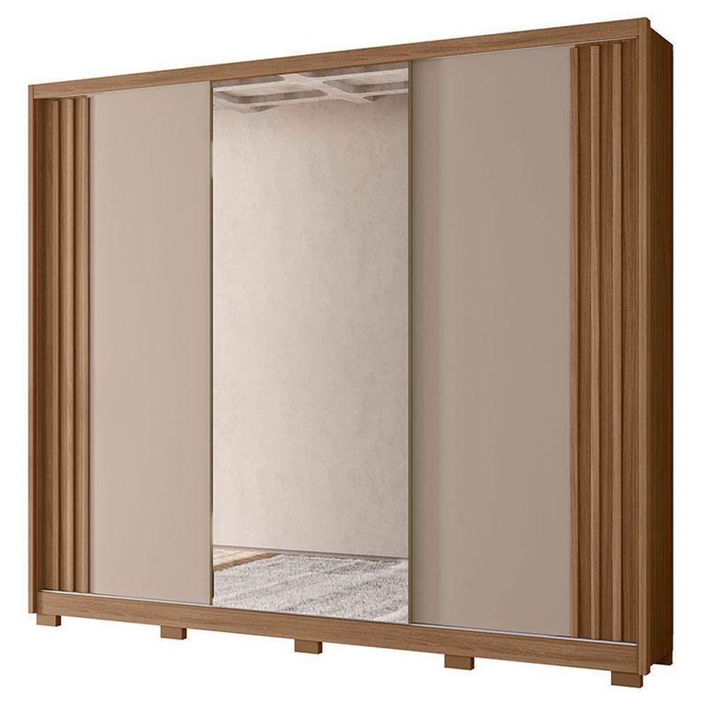 Guarda Roupa Casal Ambiente Arizona 3 Portas Carvalho Fendi Com Espelho - Moval - 5