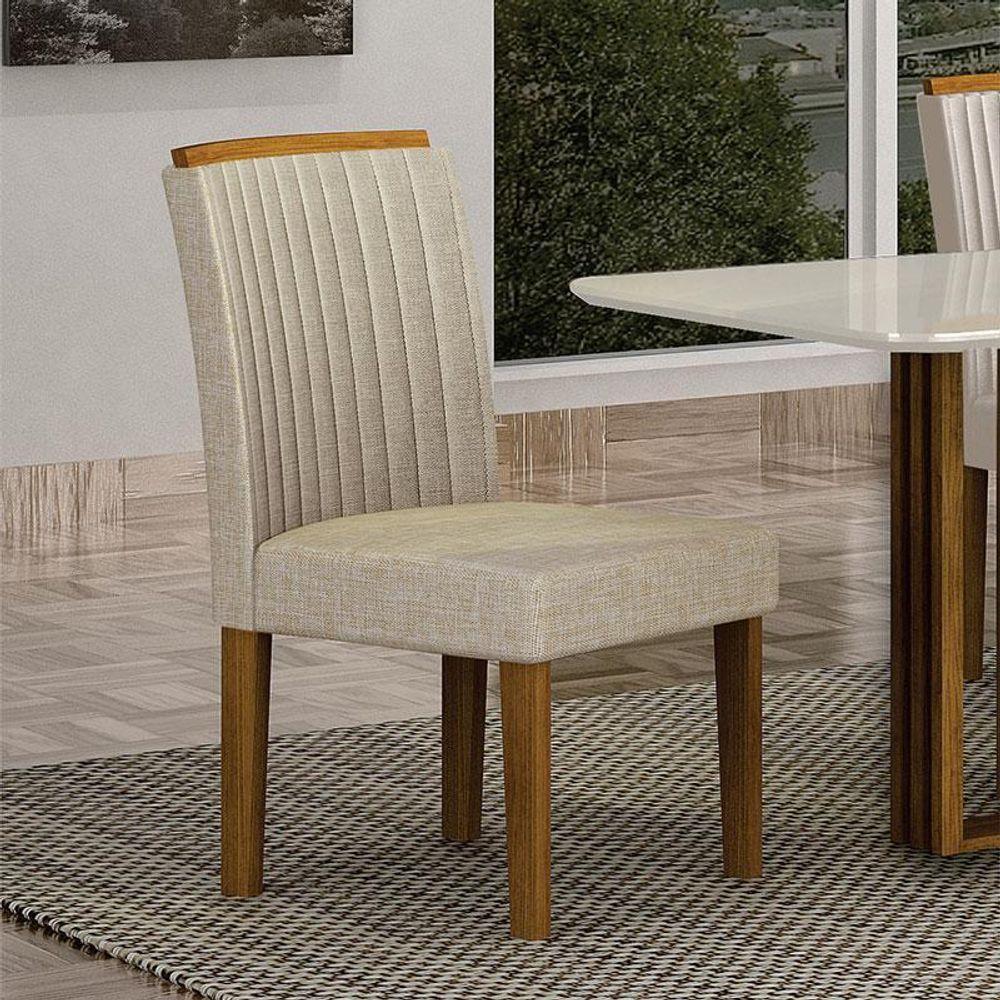 Cadeira Para Mesa De Jantar Jade Mdf Kit 2 Peças Freijó Linho Palha – Leifer Móveis - 5