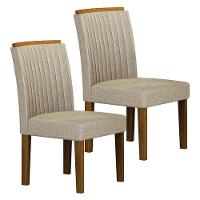 Cadeira Para Mesa De Jantar Jade Mdf Kit 2 Peças Freijó Linho Palha – Leifer Móveis - 1