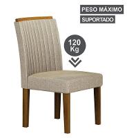 Cadeira Para Mesa De Jantar Jade Mdf Kit 2 Peças Freijó Linho Palha – Leifer Móveis