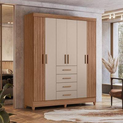 Guarda Roupa Solteiro Aruba 6 Portas 4 Gavetas Carvalho Fendi MDP-MDF Moval