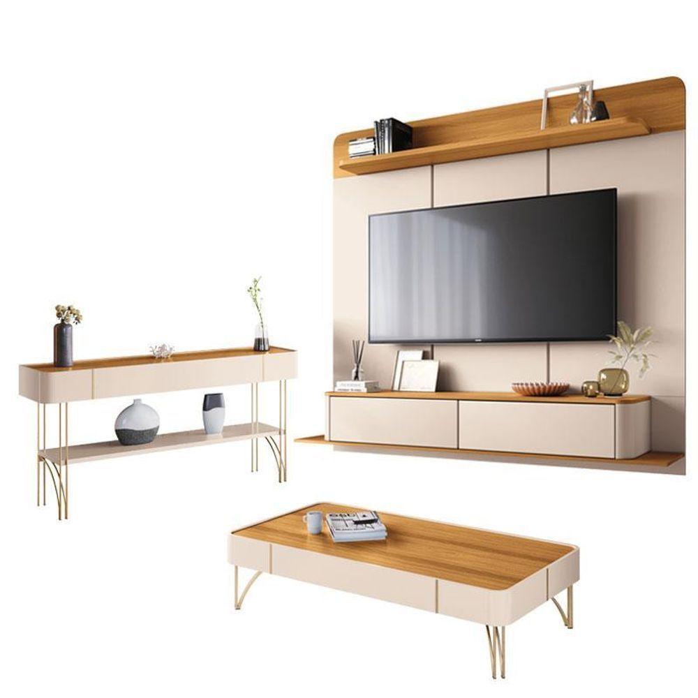 Home Suspenso Galax E Aparador Vivant E Mesa De Centro Cadenza Cinamomo Off White - Hb Móveis - 1