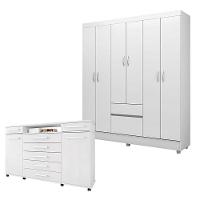 Cômoda London E Guarda Roupa Casal Flash 2 Branco Flex - Demóbile - 1