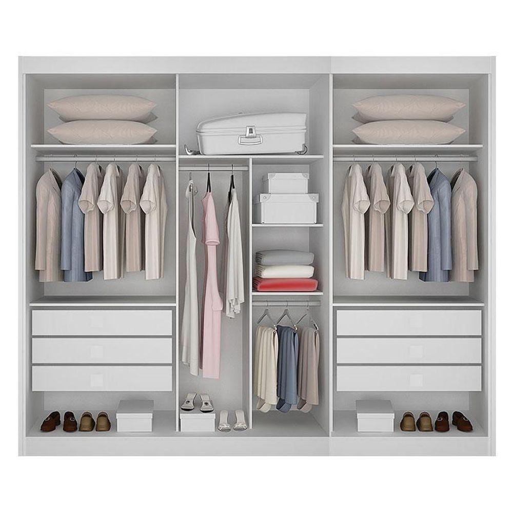 Guarda Roupa 6 Gavetas San Marino Premium Com Espelho Branco – Leifer Móveis - 2