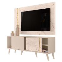 Rack Bancada E Painel Para Tv Cronos Com Mesa De Centro Indianápolis Calacata Off White – Madetec