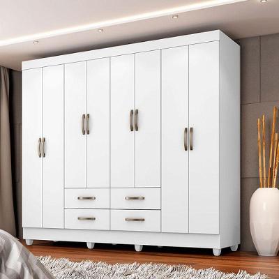 Guarda Roupa Casal Ambiente Porto 8 Portas Branco – Móveis Leão