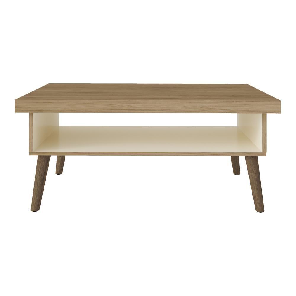 Mesa De Centro Retrô 91Cm Com Nicho Multimóveis Cr45149 Carvalho/Off White Carvalho/Off White - 2