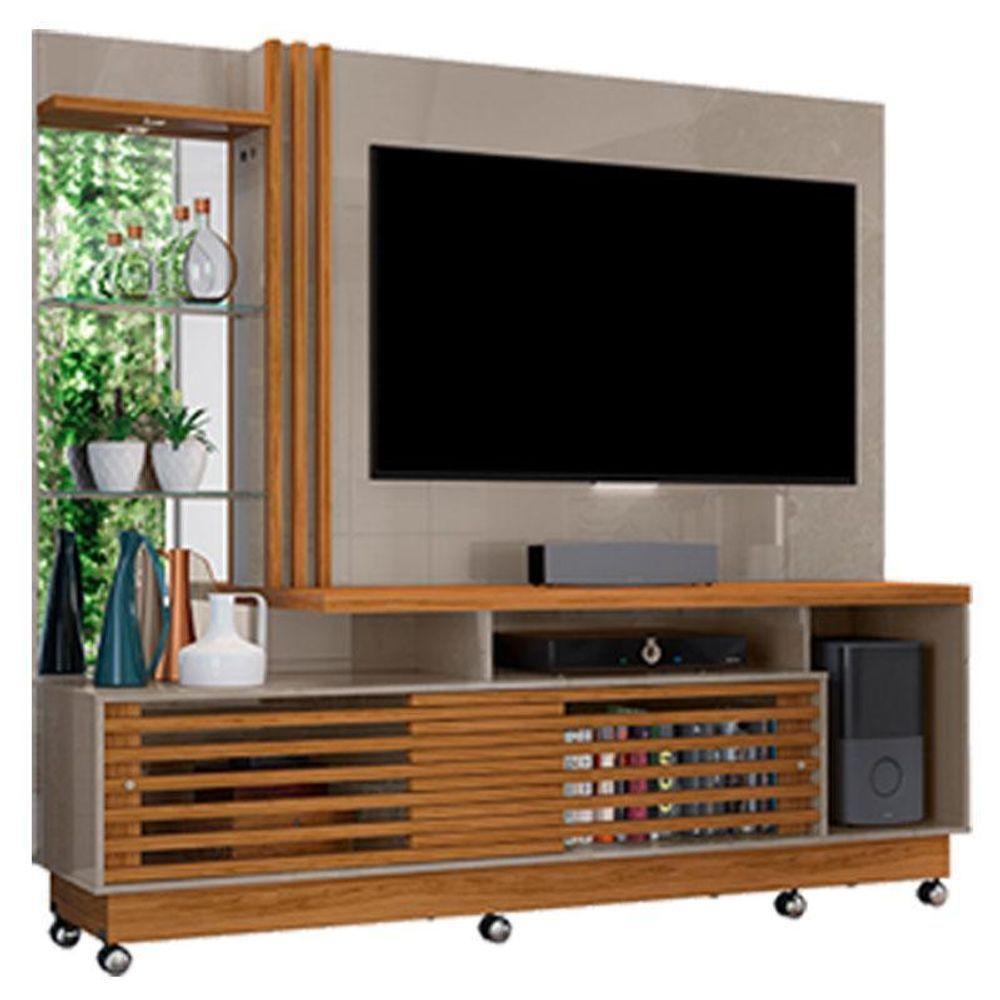 Estante Home Theater Frizz Plus Com Rodízios Fendi Naturale - Madetec - 1