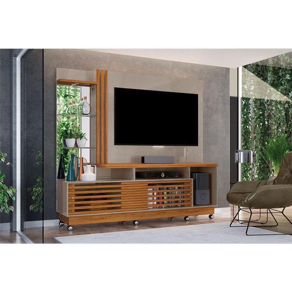 Estante Home Theater Frizz Plus Com Rodízios Fendi Naturale - Madetec - 4