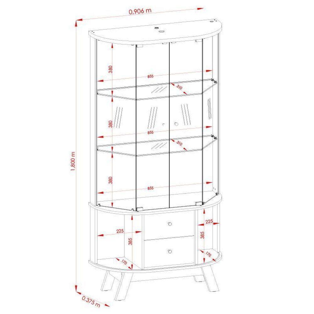 Aparador Para Sala Buffet Mônaco E Cristaleira Moss Cinamomo Off White – Madetec - 3