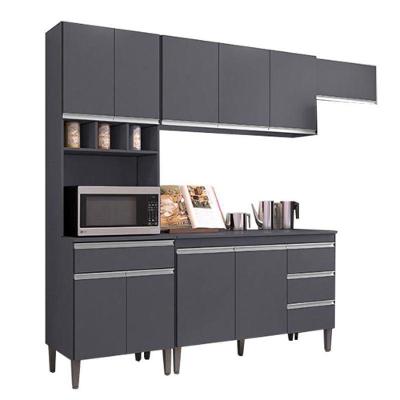 Cozinha Com Balcão E Tampo 120 Cm Andréia Cinza Fosco - Ajl