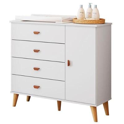Cômoda Infantil Retrô Duda 4 Gavetas em MDF com Puxadores Branco Acetinado com Porta