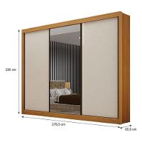 Guarda Roupa Casal 3 Portas Com Espelho São Paulo Gold Cinamomo Off White – Leifer Móveis - 3