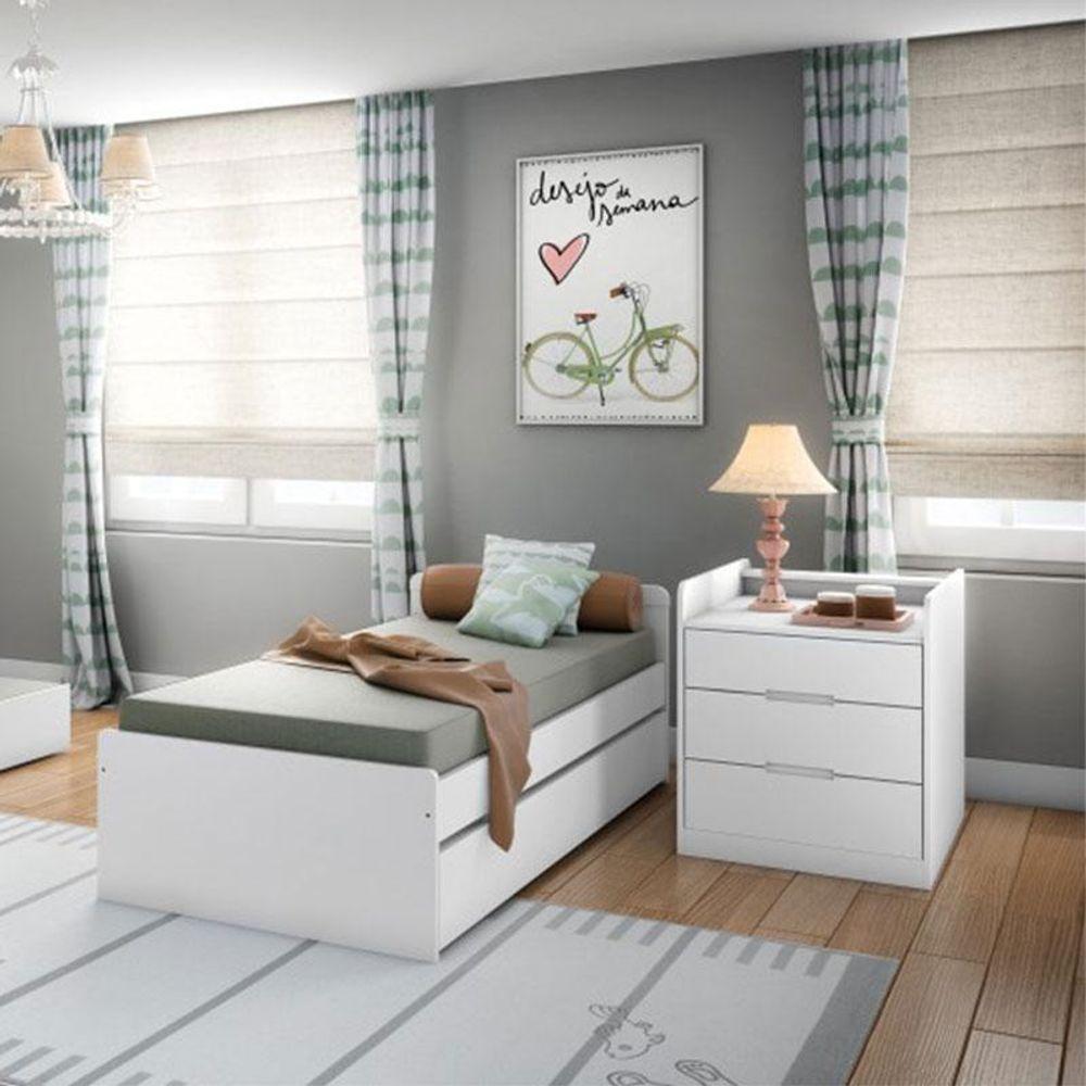 Berço Multifuncional Cleo Com Guarda Roupa Blenda Branco Acetinado E Colchão – Phoenix - 3