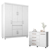 Cômoda Flora E Guarda Roupa Solteiro Ecom 2 Branco Flex - Demóbile - 1