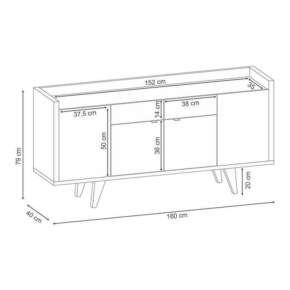 Buffet Melodia E Cristaleira ópera Off White Castanho – Hb Móveis - 3