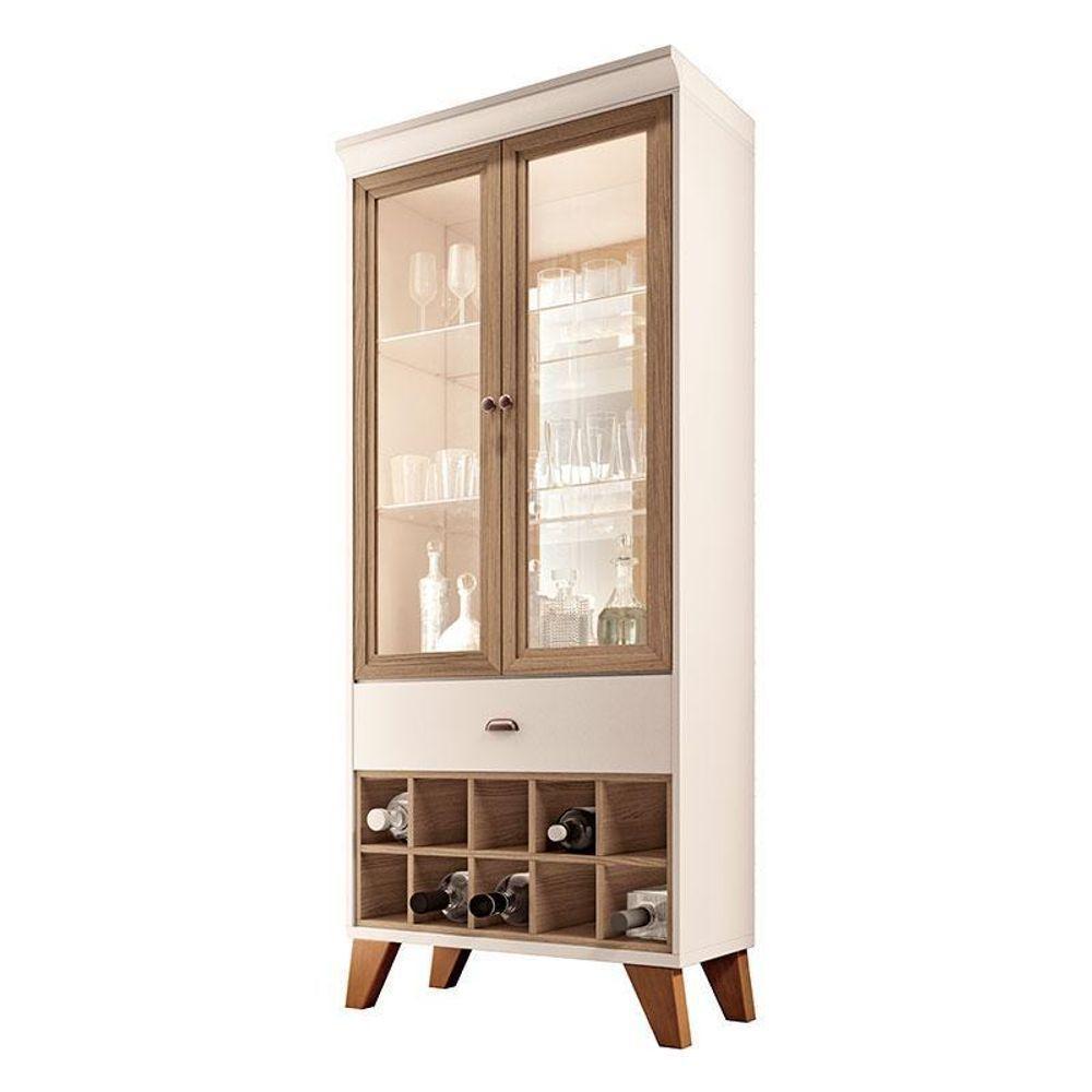 Buffet Melodia E Cristaleira ópera Off White Castanho – Hb Móveis - 4