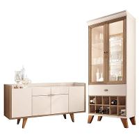 Buffet Melodia E Cristaleira ópera Off White Castanho – Hb Móveis - 1