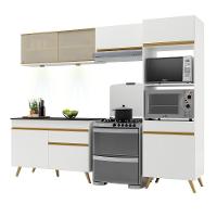 Armário De Cozinha Compacta 252cm Com Leds Veneza Up Multimóveis V2017 Branco/dourado Branco/dourado - 1