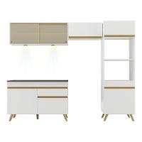 Armário De Cozinha Compacta 252cm Com Leds Veneza Up Multimóveis V2017 Branco/dourado Branco/dourado - 2