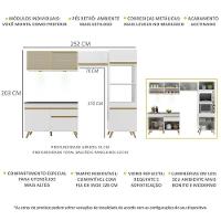 Armário De Cozinha Compacta 252cm Com Leds Veneza Up Multimóveis V2017 Branco/dourado Branco/dourado - 5