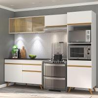 Armário De Cozinha Compacta 252cm Com Leds Veneza Up Multimóveis V2017 Branco/dourado Branco/dourado - 6