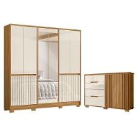 Guarda Roupa Casal Alasca E Cômoda Texas Freijó Off White - Moval - 1