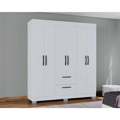 Guarda Roupa Casal Ambiente Tóquio 6 Portas 2 Gavetas Branco Brilho MDP