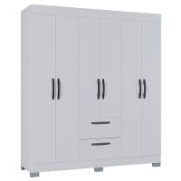 Guarda Roupa Casal Ambiente Tóquio 6 Portas Branco Brilho - Poquema - 3