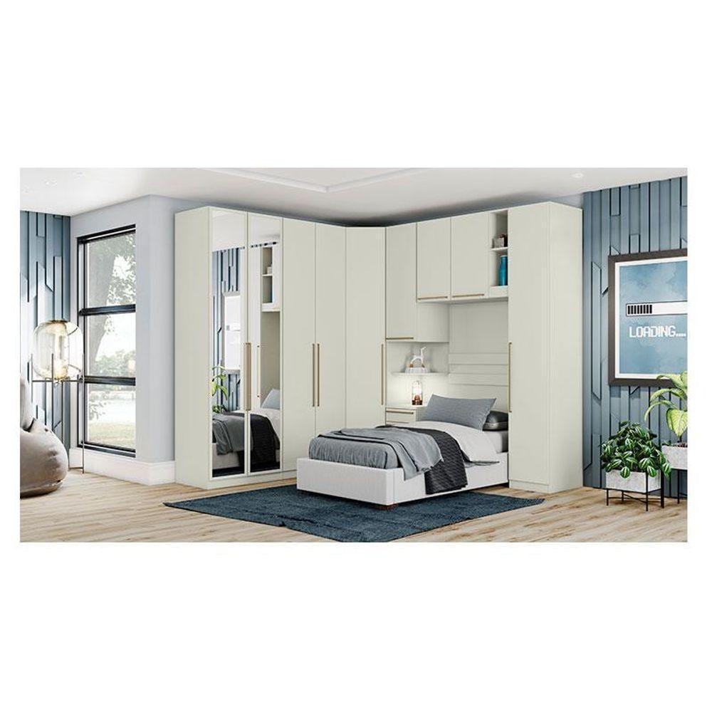 Quarto Modulado Solteiro Ambiente 4 Seletto 6 Peças Areia - Henn - 3