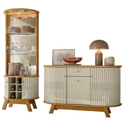 Aparador Para Sala Buffet Ambiente Monza E Cristaleira Marina Cumaru Opala – Madetec