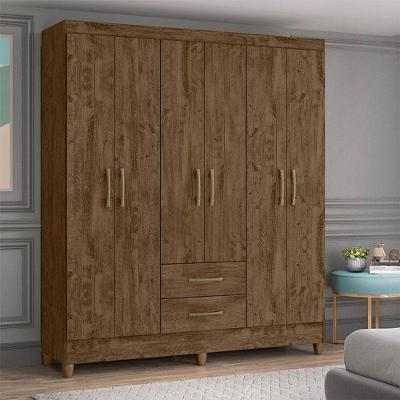 Guarda Roupa Casal Panamá 6 Portas 2 Gavetas Castanho Wood MDP Moval